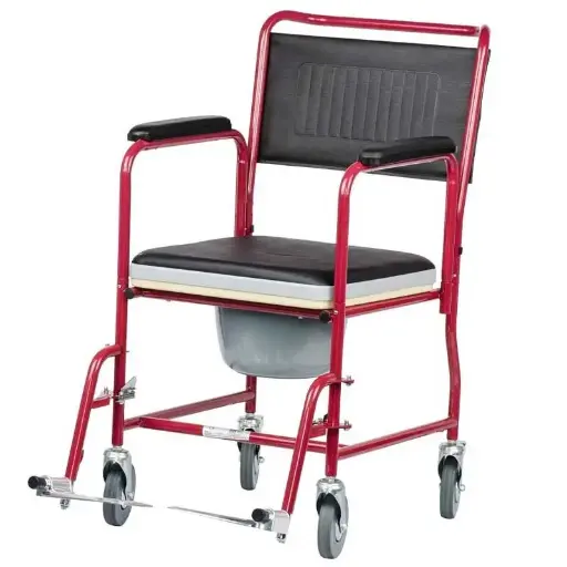 [JL 691] Commode With Castors wheelchair Detachable Armrests & Footrests